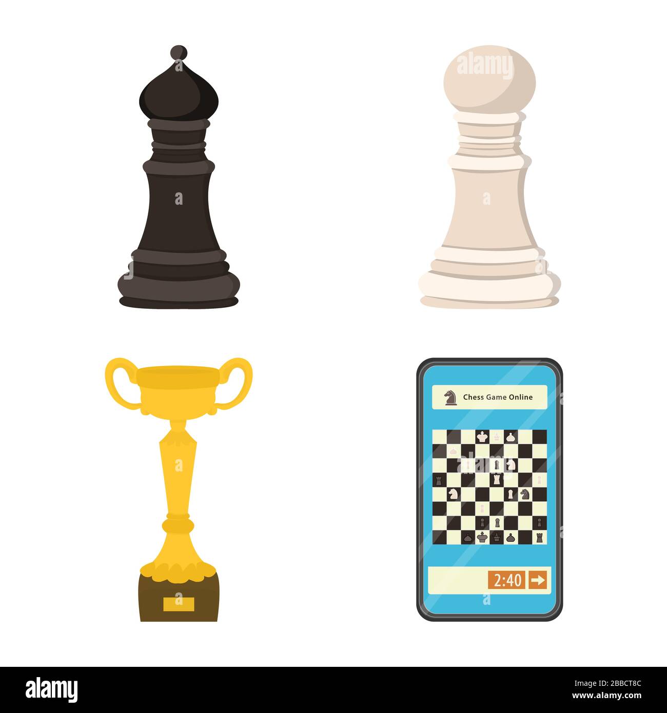 Vector design of chess and game symbol. Collection of chess and strategy stock symbol for web. Stock Vector