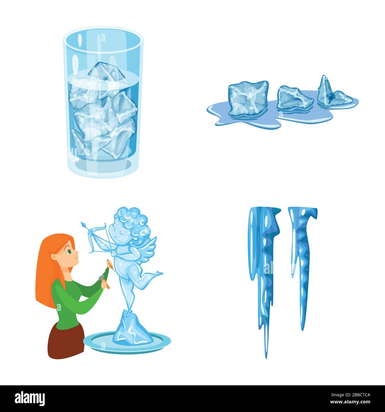 Isolated object of frost and water logo. Collection of frost and wet vector icon for stock. Stock Vector