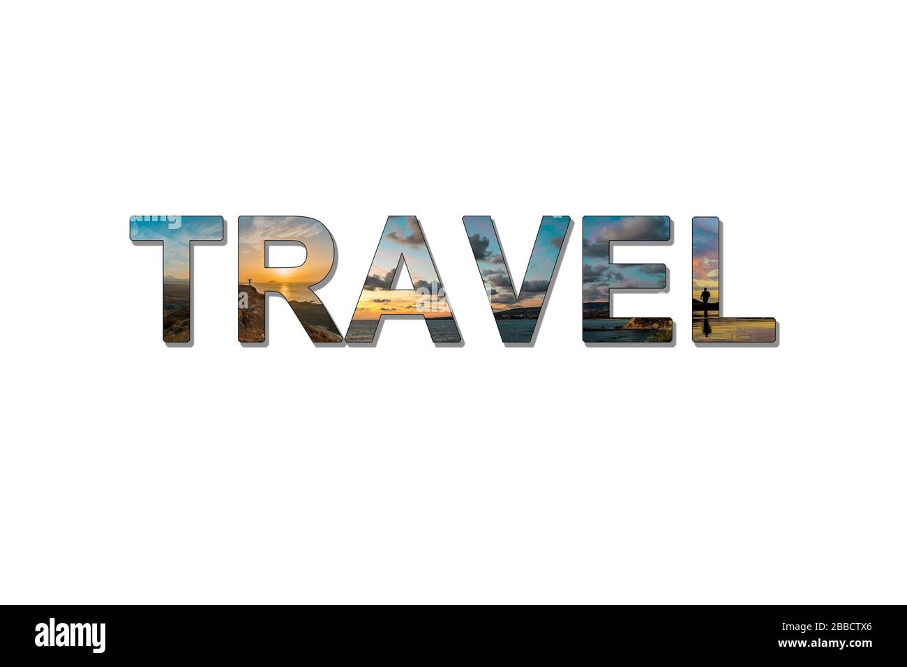 The word travel with photos inside Stock Photo - Alamy