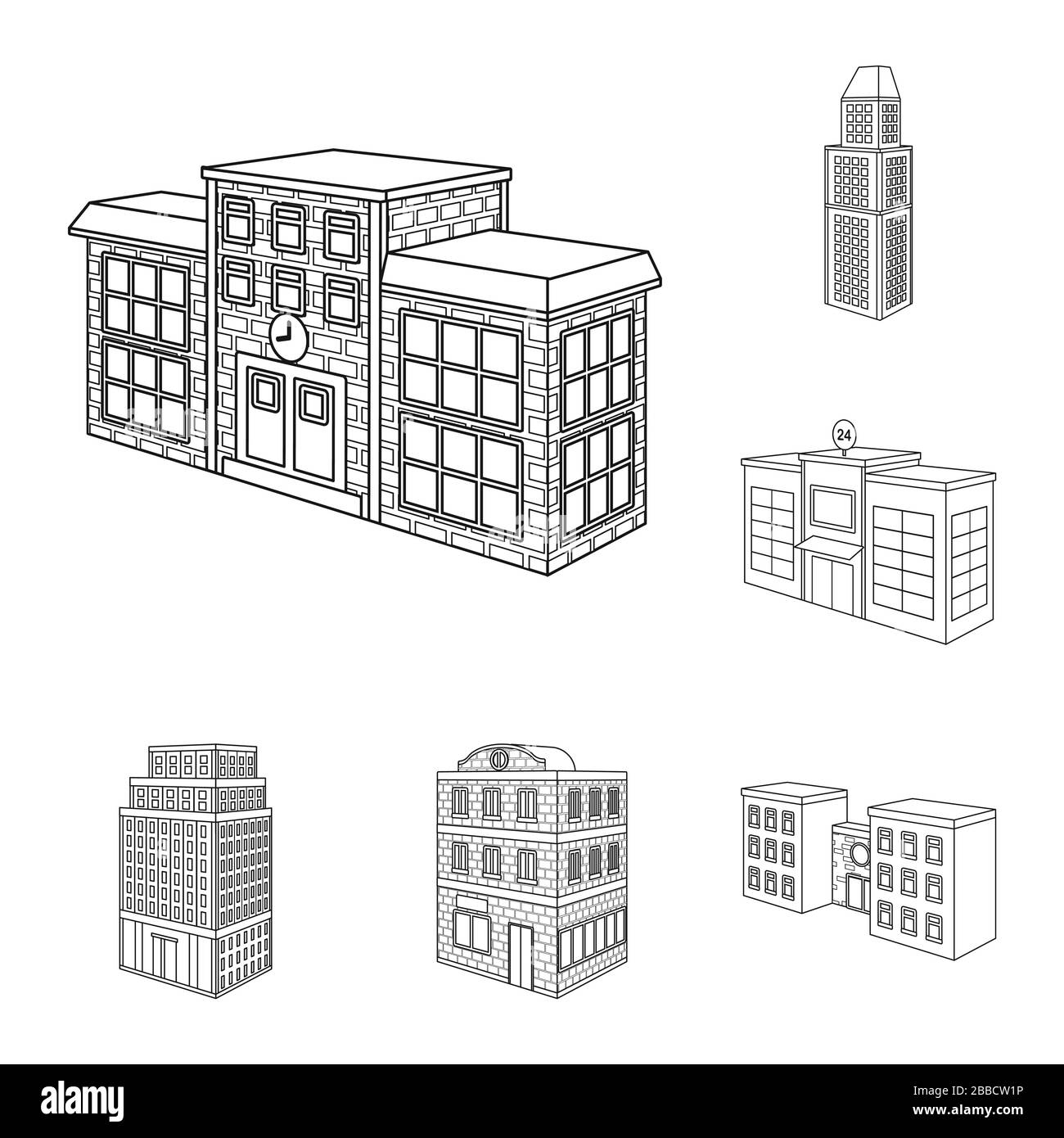 Isolated object of home and apartment icon. Collection of home and modern stock vector illustration. Stock Vector