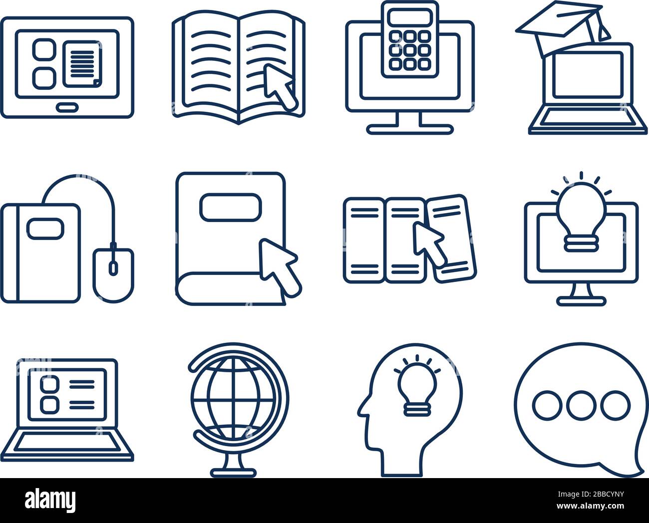academic books and education online icon set over white background ...