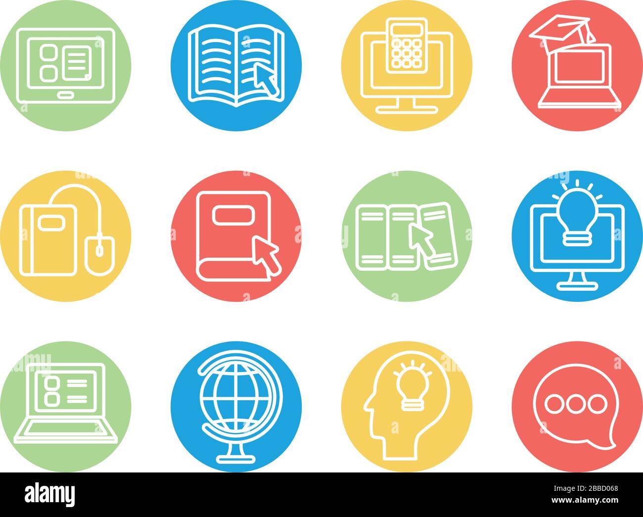 academic books and education online icon set over white background ...