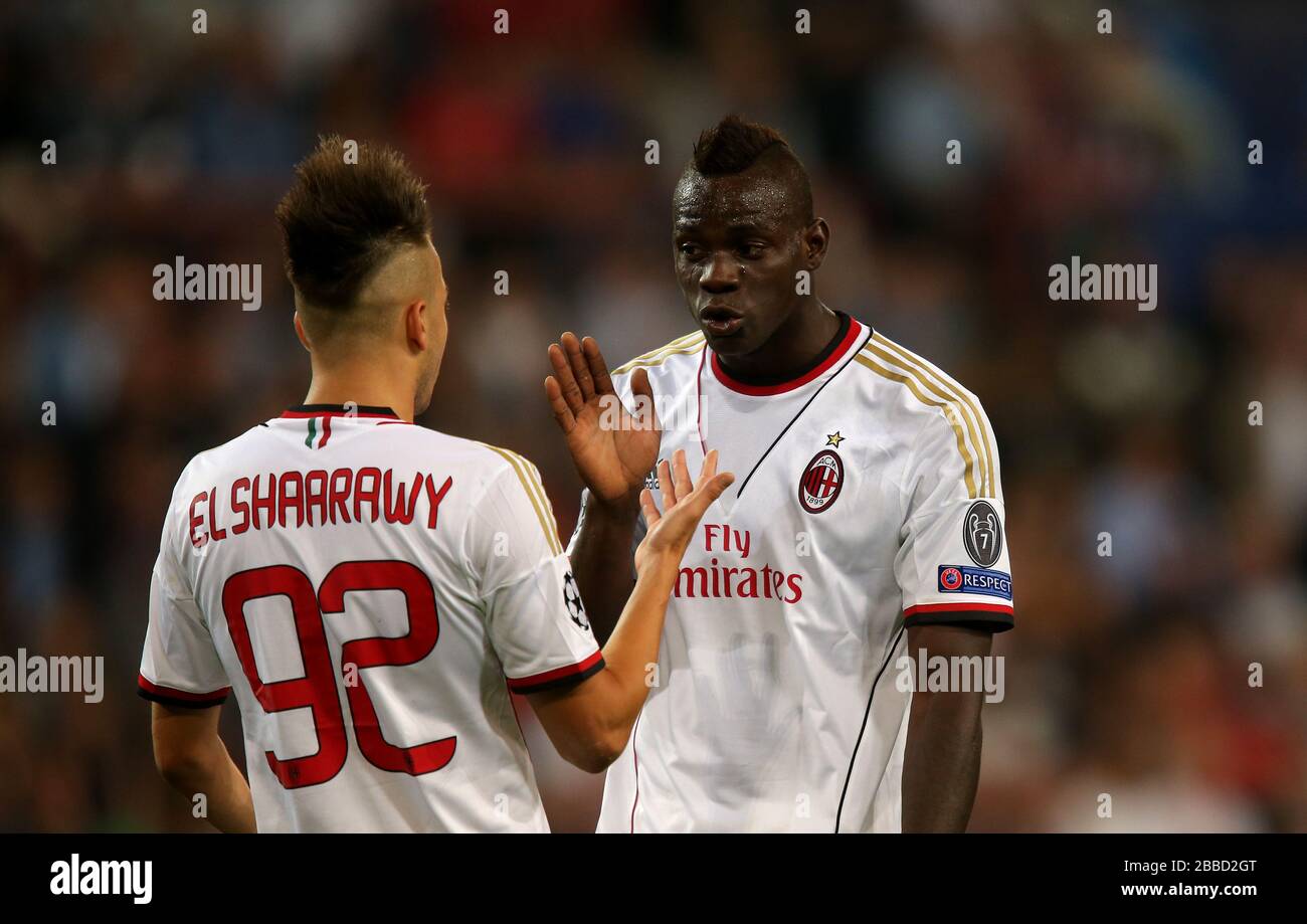 AC Milan's Mario Balotelli (right) has words with Stephan El Shaarawy Stock  Photo - Alamy, image size:1300x919