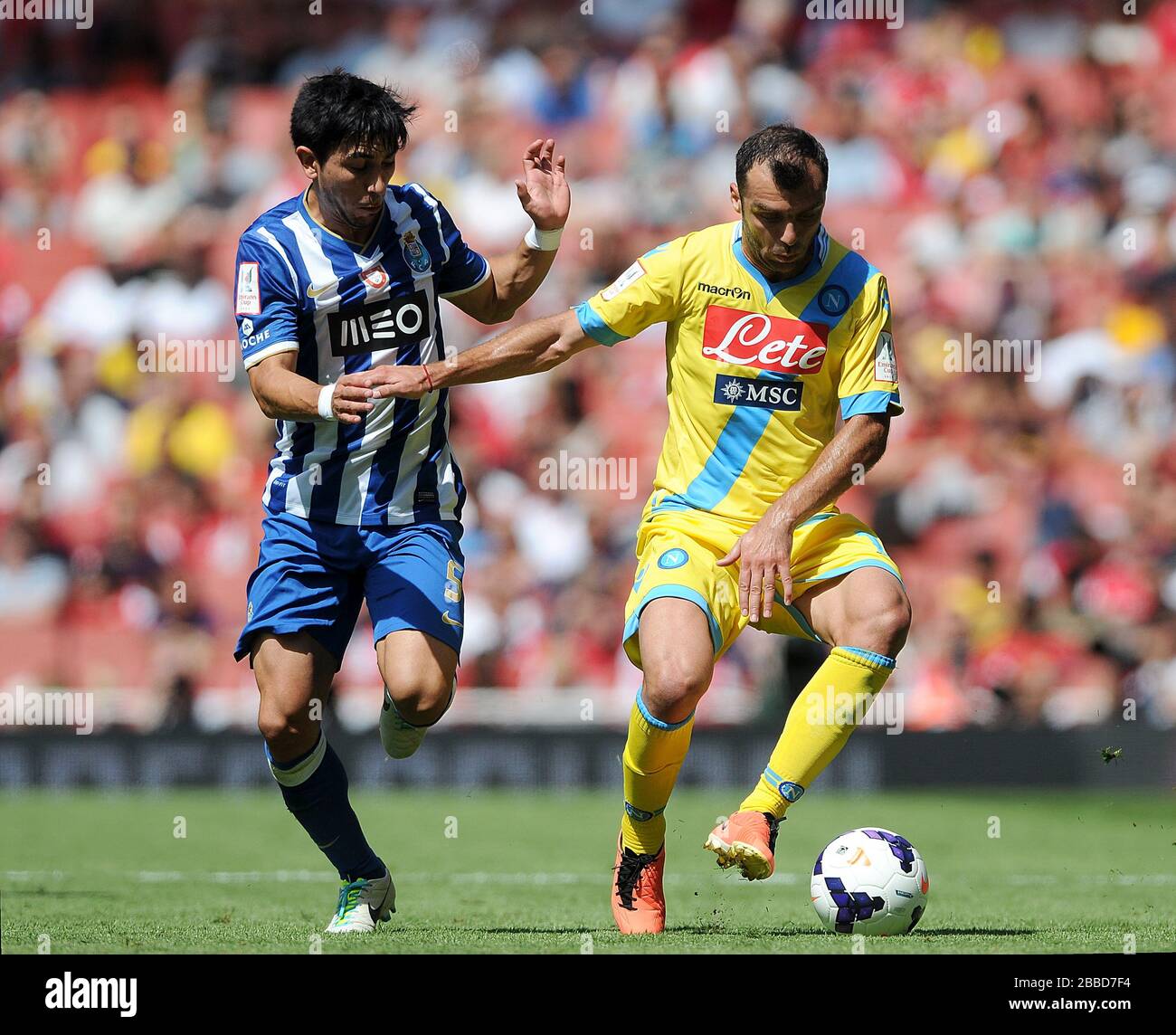 FC Porto's Jorge Fucile (left) and Napoli's Goran Pandev battle for the ball Stock Photo