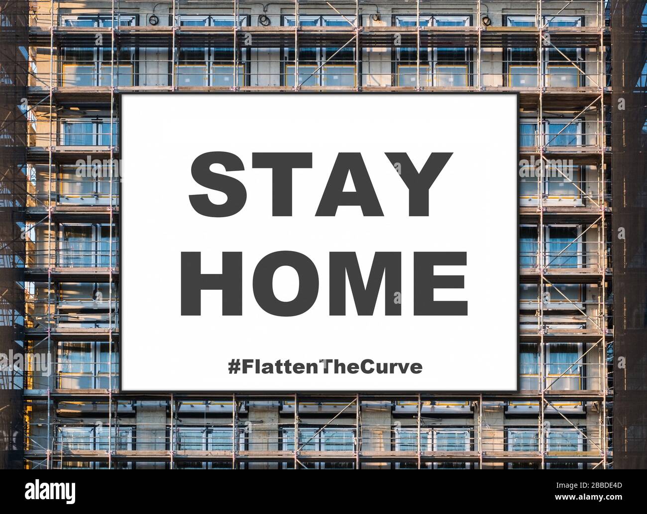 stay at home flatten the curve sign - Corona Virus Stock Photo