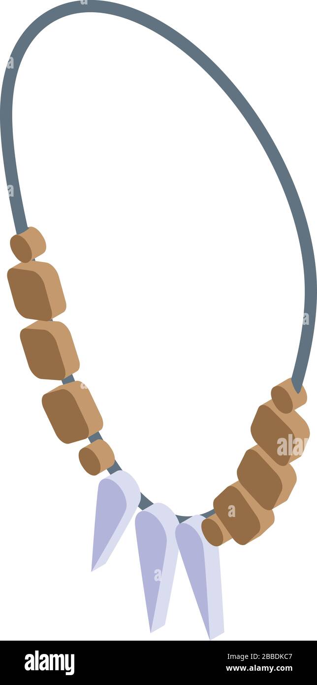 Stone age necklace icon, isometric style Stock Vector