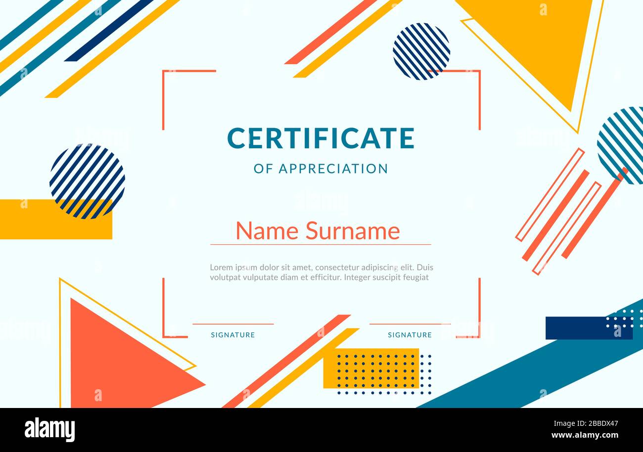 Colorful geometric design certificate of appreciation template with place for text Stock Vector