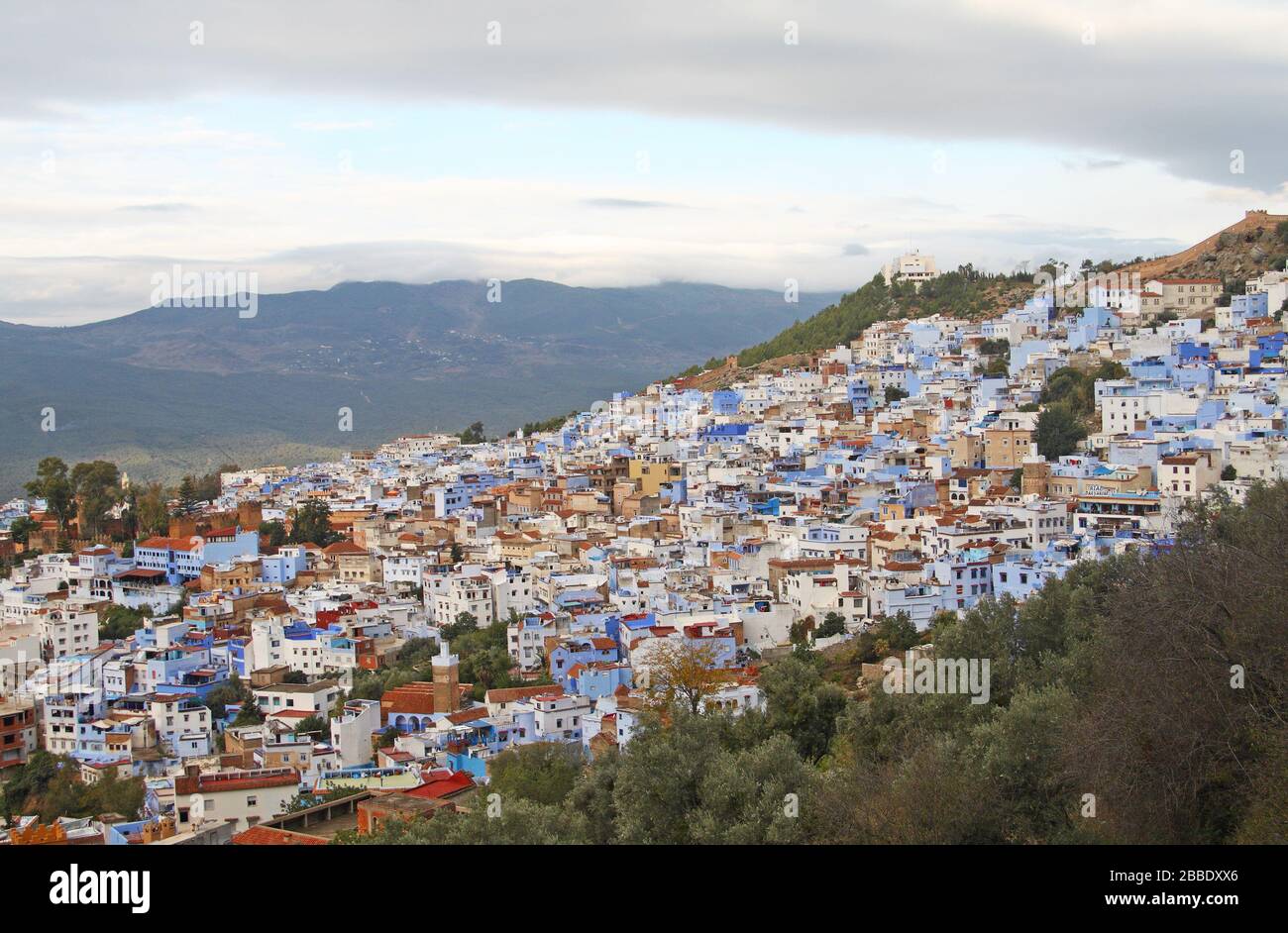 View over the Medina of Chefchaouen, Morocco Stock Photo