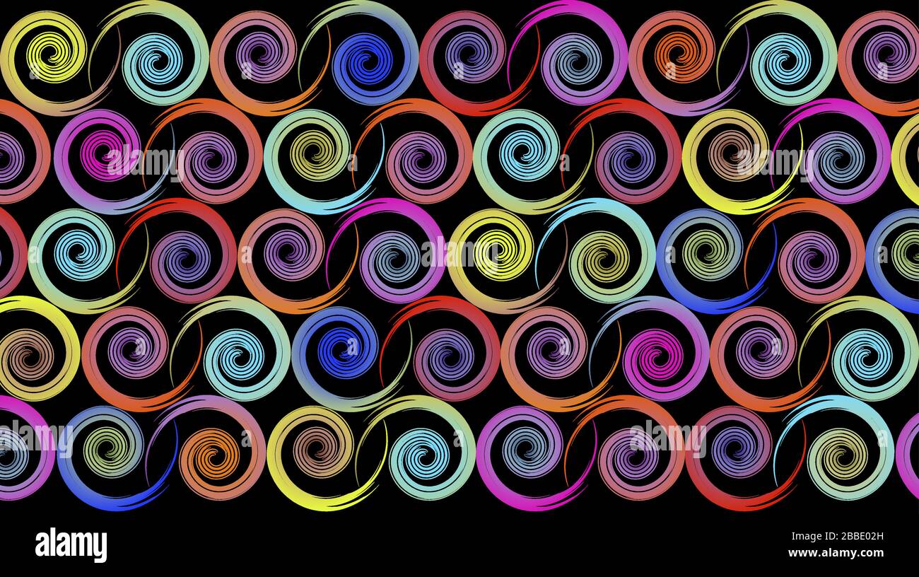 Background from spirals made using different bright gradients. Stock Vector