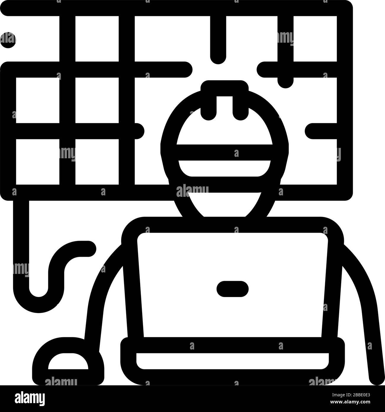 solar technician icon vector outline illustration Stock Vector