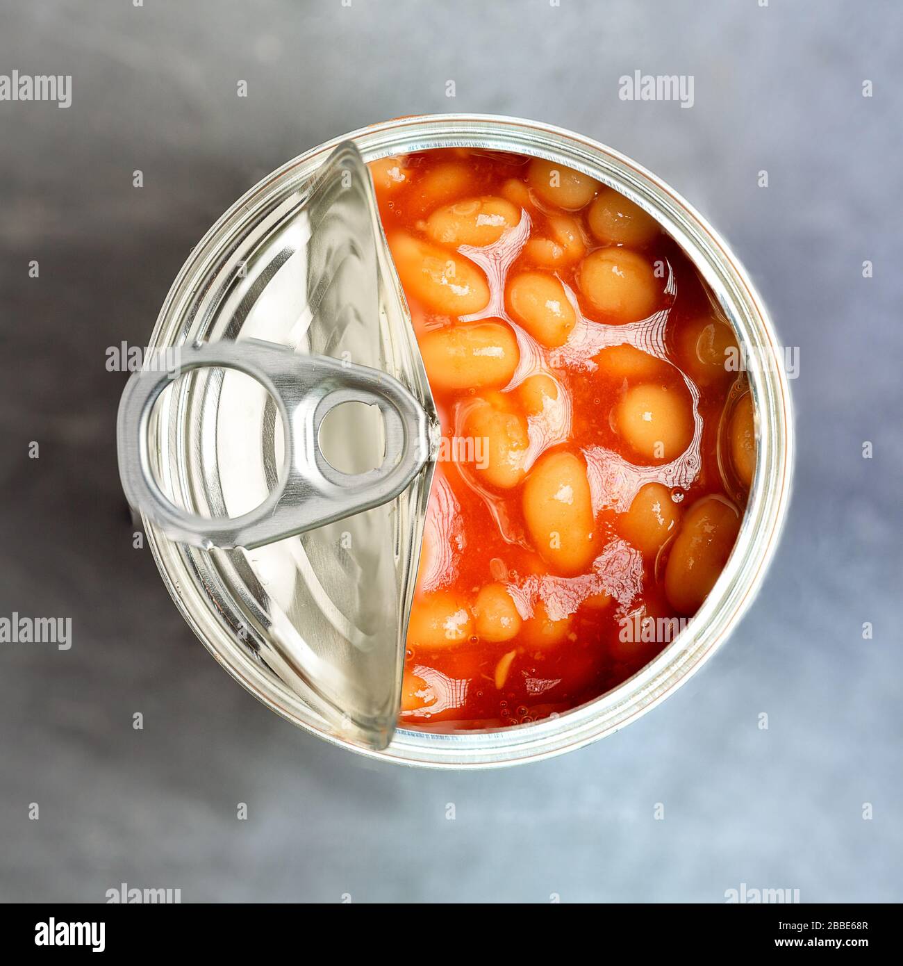 Baked beans in a ring pull can Stock Photo