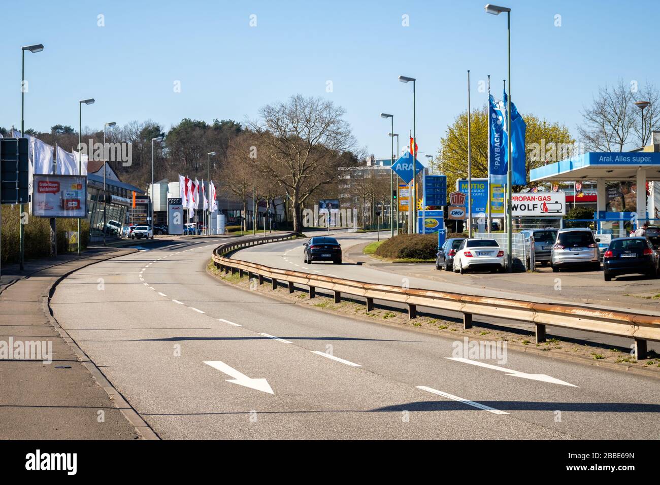 Very few people driving on what is normally a very busy road on a weekday  in Kaiserslautern, Germany Stock Photo - Alamy