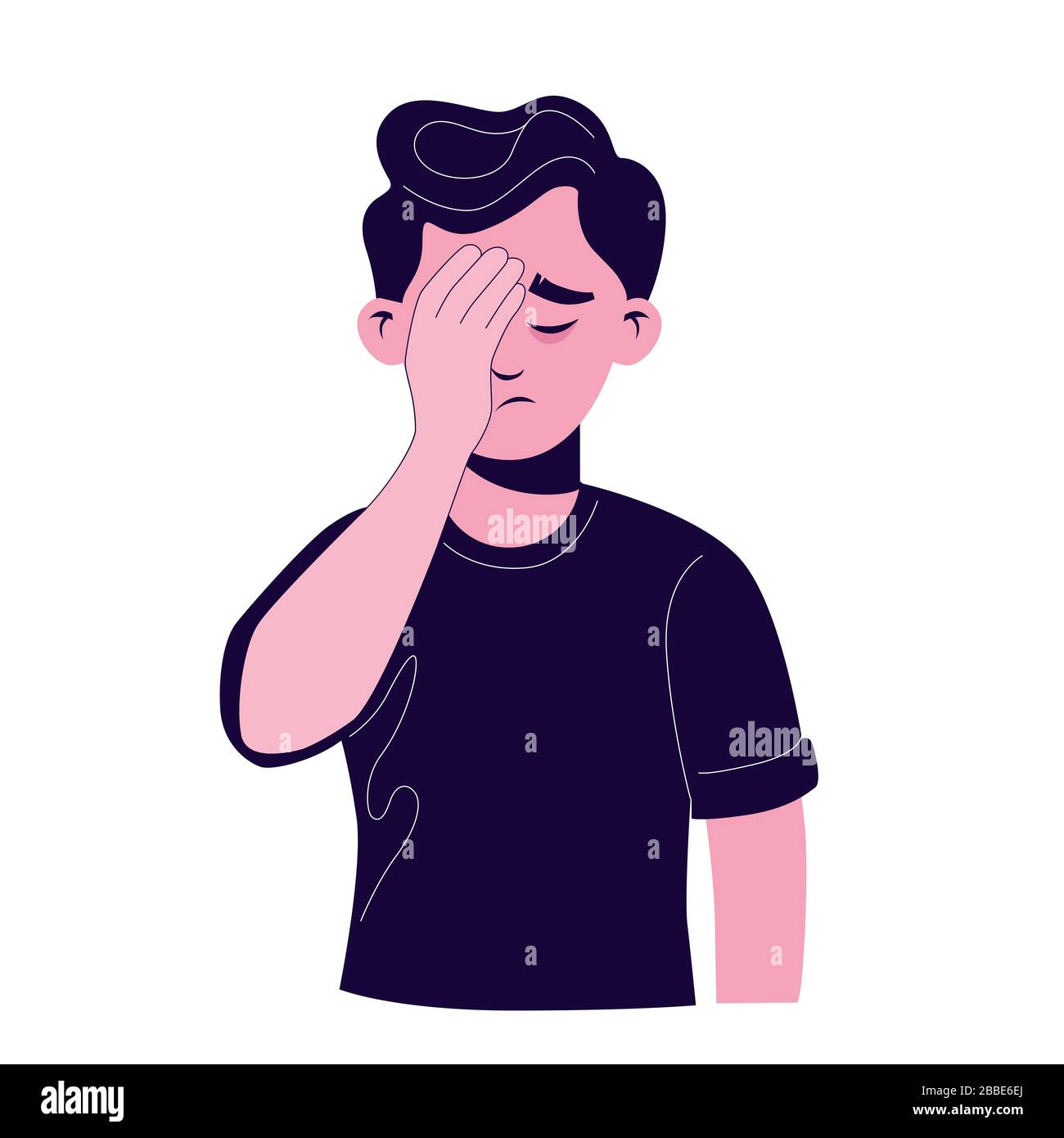 Cartoon male making gesture face palm in complete disappointment and disbelief isolated Stock Vector