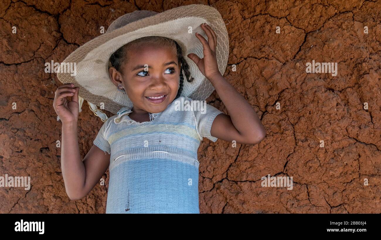 Beautiful Sakalava little girl close to Belo sur Mer Stock Photo