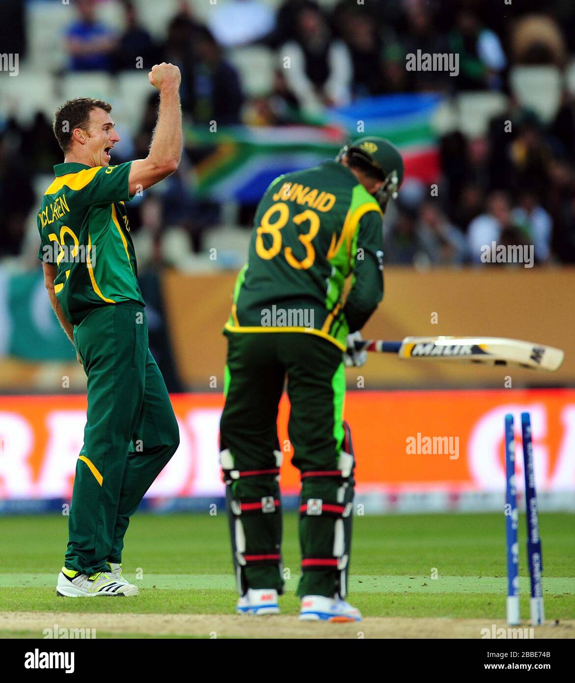 South Africa's Ryan McLaren celebrates after beating Pakistan during ...