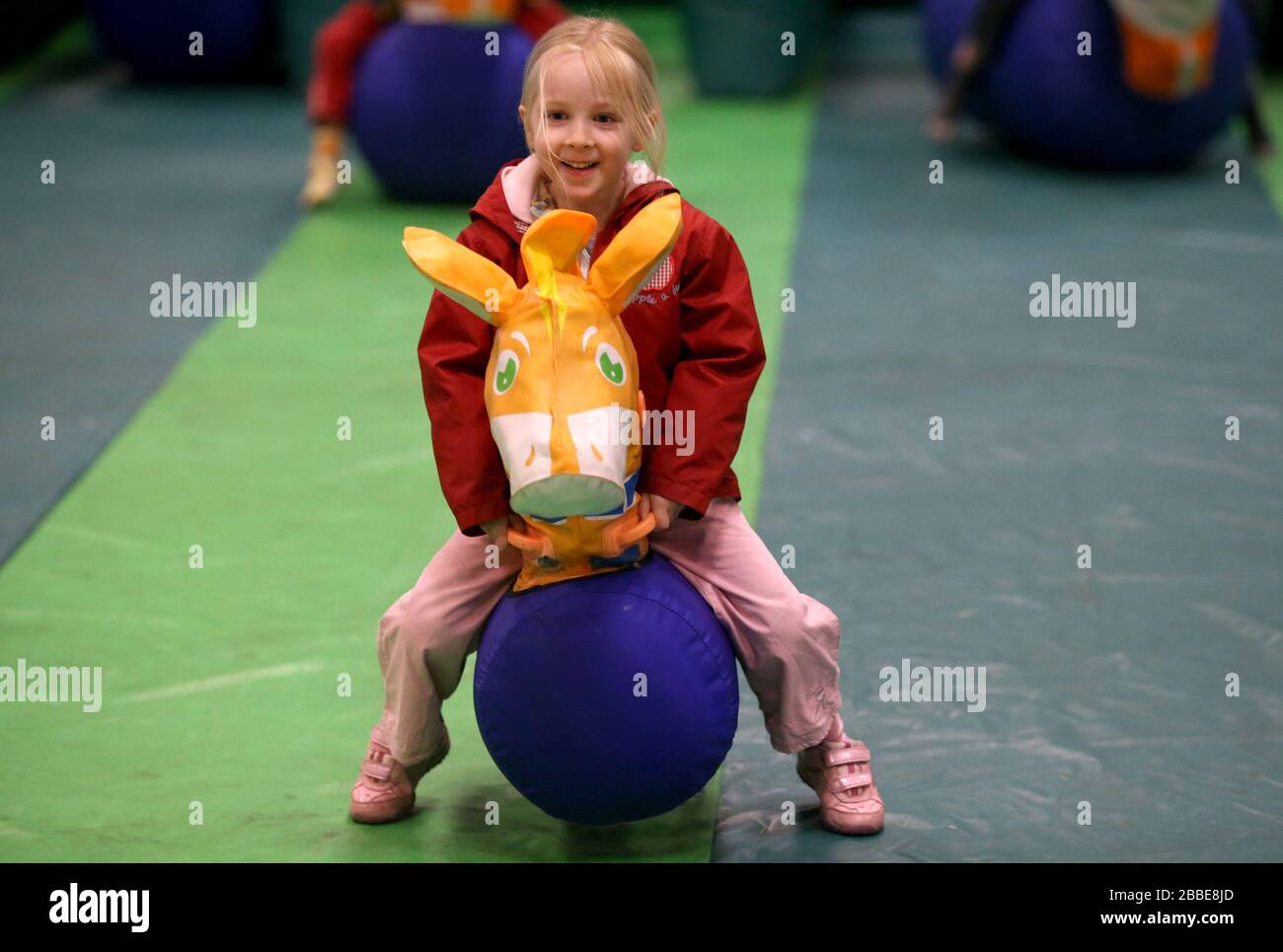 A children's activity inside at Sandown Park Racecourse Stock Photo
