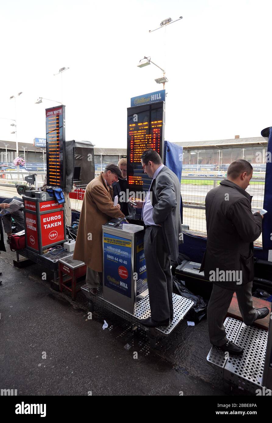 Betting stalls at Wimbledon Stadium Stock Photo