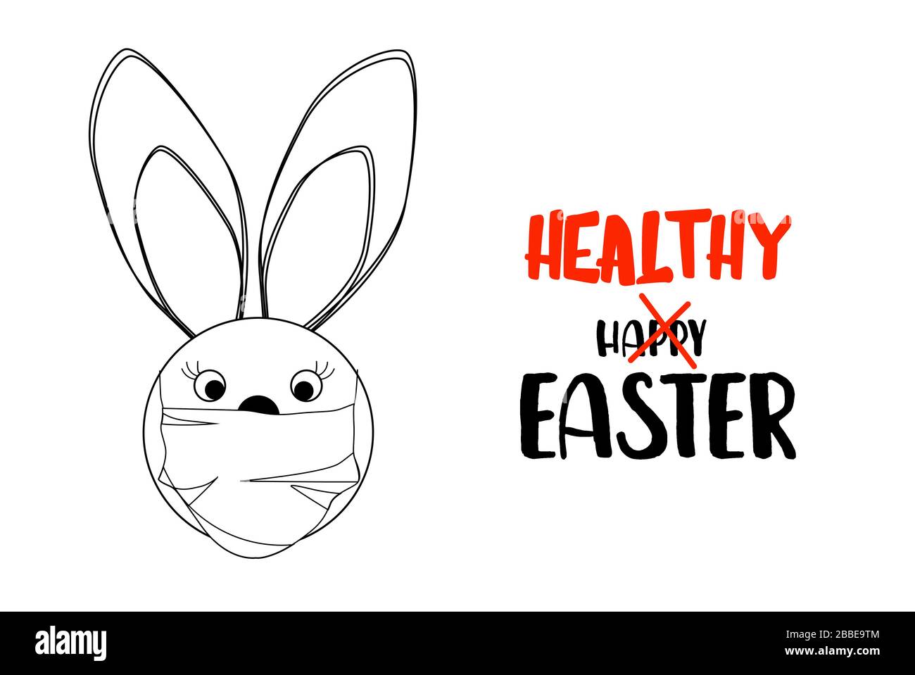 rabbit in a medical mask. Easter concept. Easter quarantine.. Stock Vector