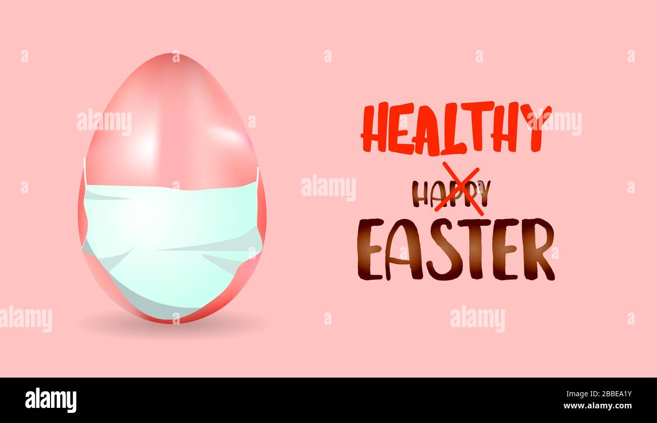 egg in a medical mask. Easter concept. Easter poster.. Stock Vector