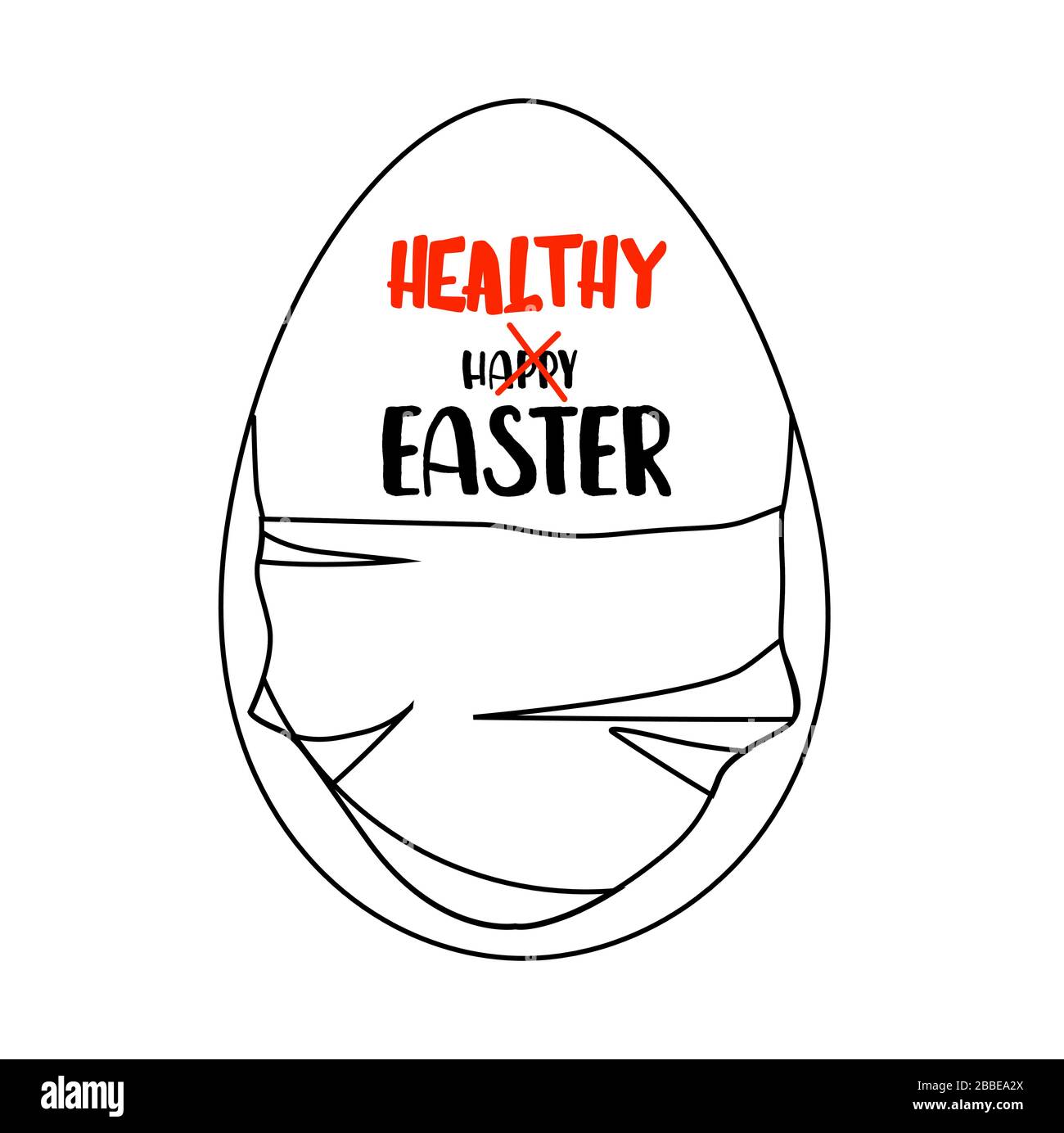 egg in a medical mask. Easter concept. Easter poster.. Stock Vector