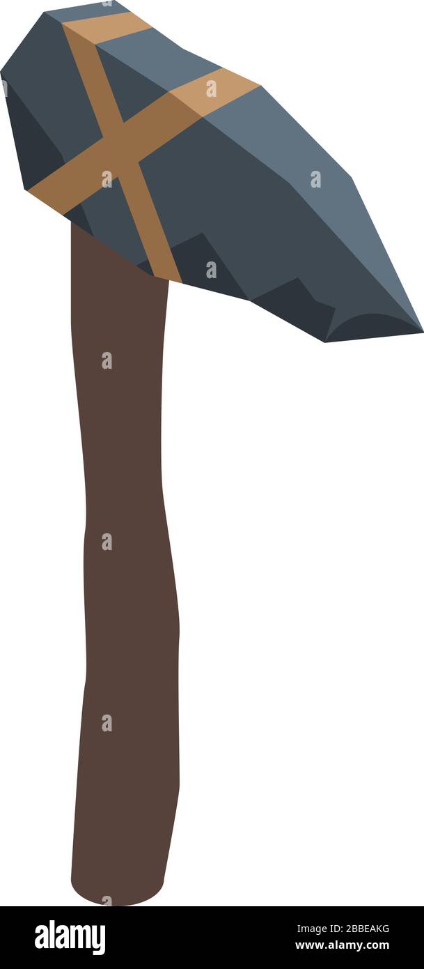 Stone age hammer icon, isometric style Stock Vector