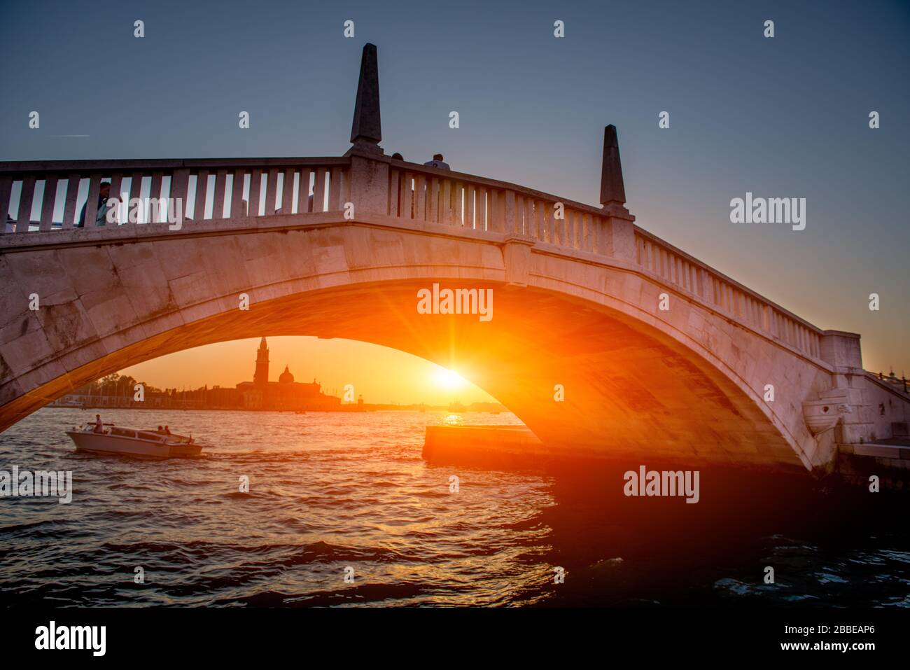 Venice lagoon seen from the sea at sunset Stock Photo - Alamy