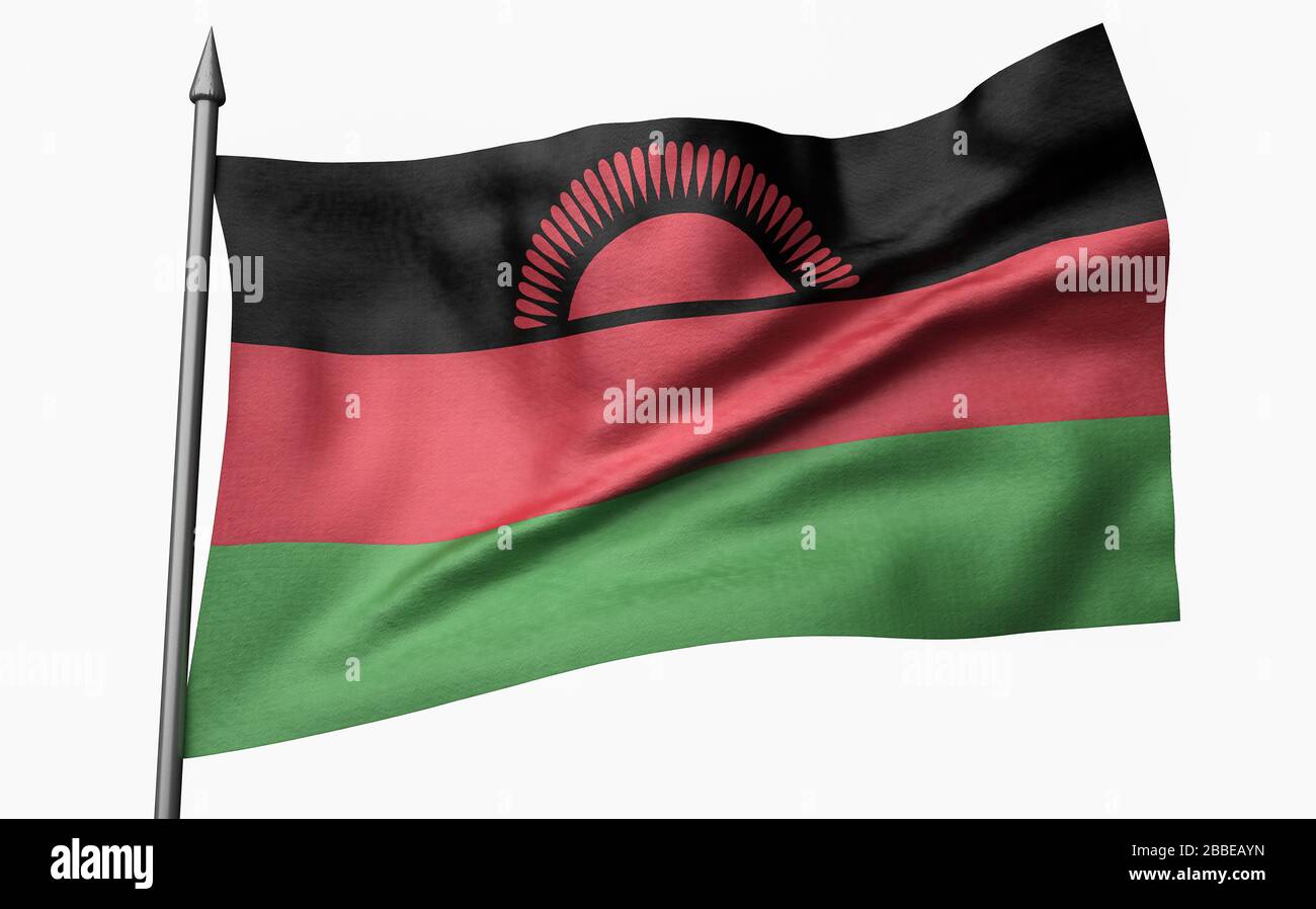 3D Render of Flagpole with Malawi Flag Stock Photo - Alamy