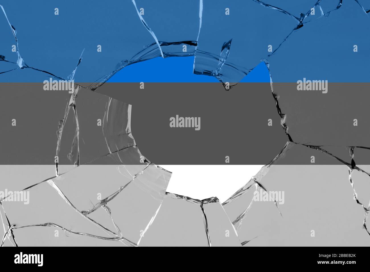 Flag of Estonia on a on glass breakage Stock Photo - Alamy