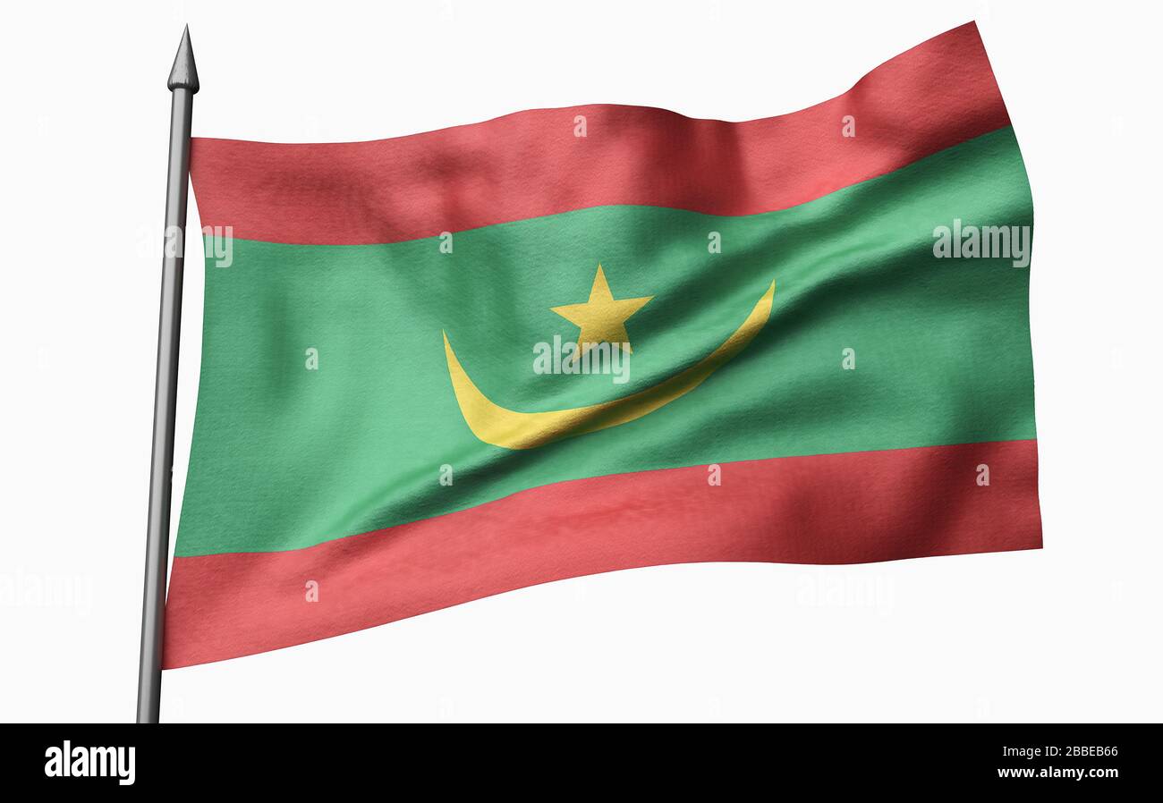 3D Render of Flagpole with Mauritania Flag Stock Photo - Alamy