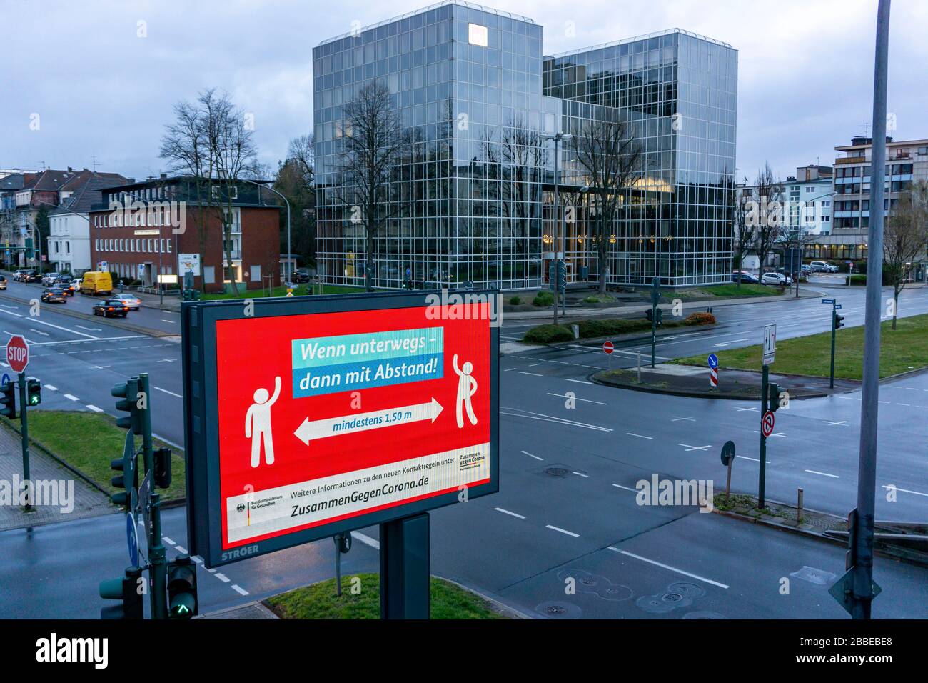 Appeal of the Federal Ministry of Health to keep their distance, advertising campaign, LED Roadside Screen, digital advertising monitors, effects of t Stock Photo