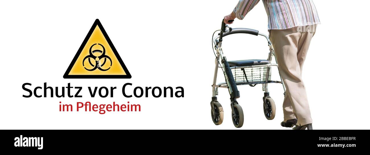 Banner protection from Corona in the nursing home Stock Photo