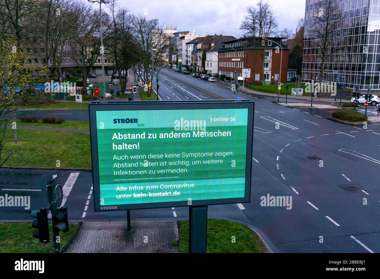 Call to keep distance, advertising campaign of the outdoor advertising company Stršer and t-online, LED Roadside Screen, digital advertising monitors, Stock Photo