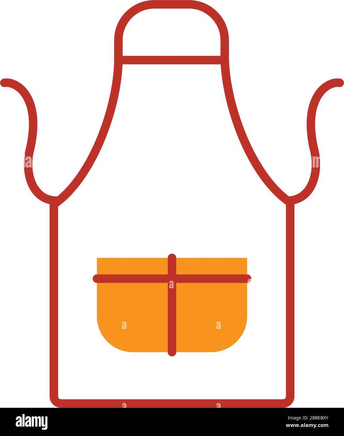 safety apron icon over white background, half line half color style