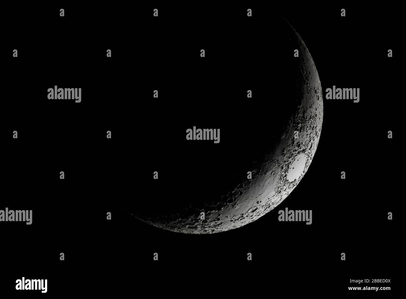 Half Moon Background / The Moon is an astronomical body that orbits planet Earth, being Earth's only permanent natural satellite Stock Photo