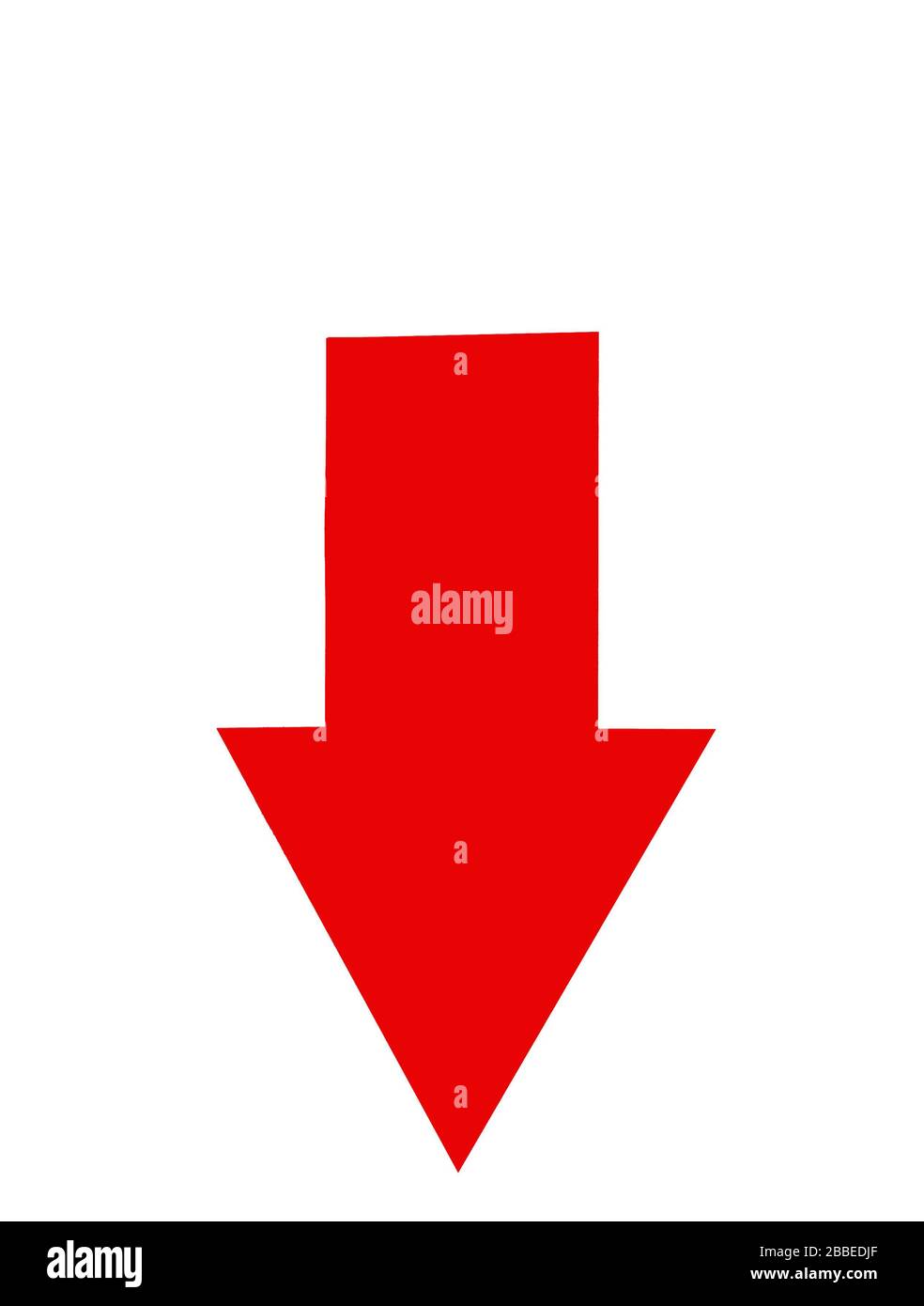Red arrow pointing down on a white background Stock Photo Alamy