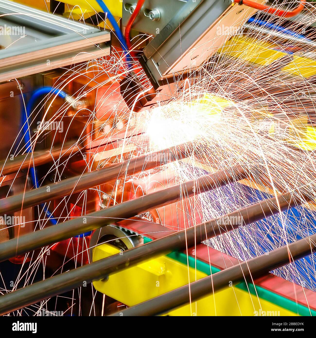 Sparks made by an electric welding machine Stock Photo Alamy