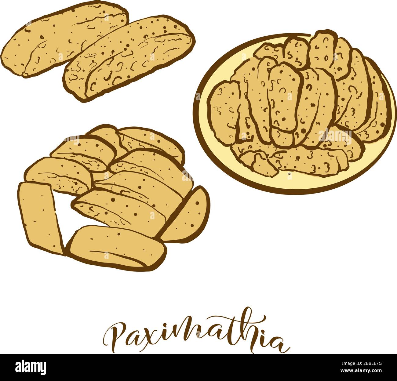 https://c8.alamy.com/comp/2BBEE7G/colored-drawing-of-paximathia-bread-vector-illustration-of-dry-bread-food-usually-known-in-greece-colored-bread-sketches-2BBEE7G.jpg