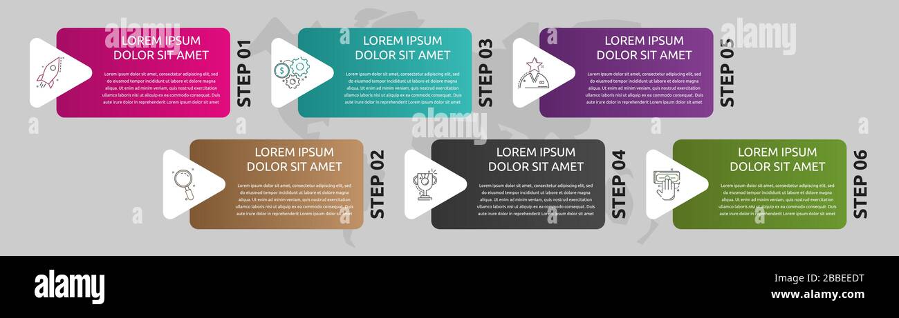 Vector template shape infographic. Business concept with 6 arrows and ...