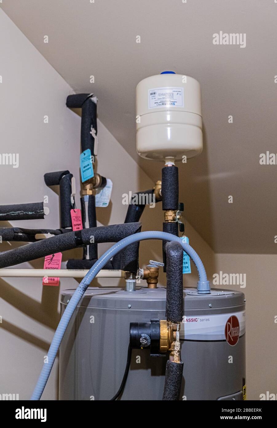 Modern Water Heater with Thermal Evaporation Tank Stock Photo