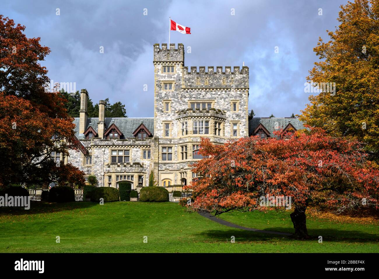 Hatley Castle, Royal Road University, Victoria, BC Canada Stock Photo