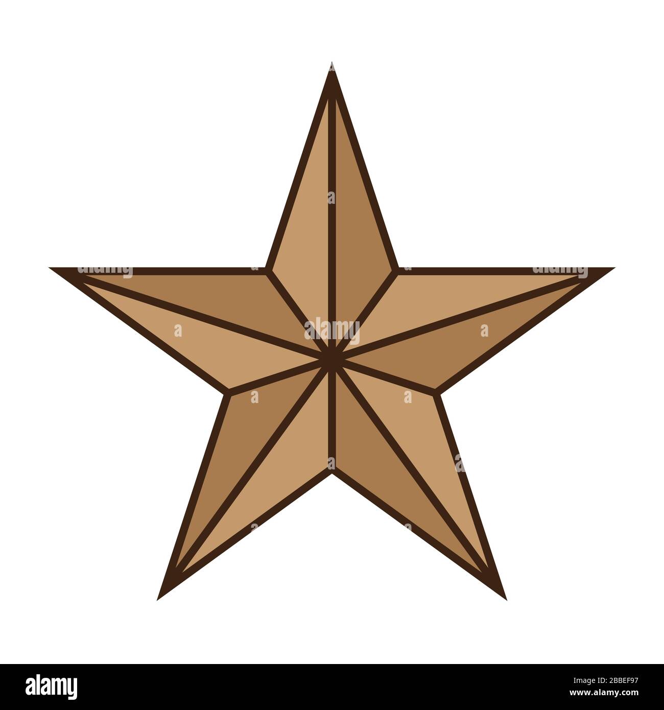 Five pointed golden star vector icon on white Stock Vector