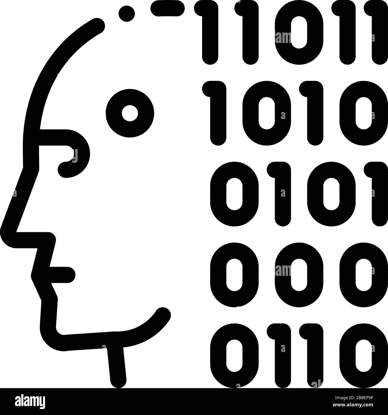 robot binary code icon vector outline illustration Stock Vector Image ...