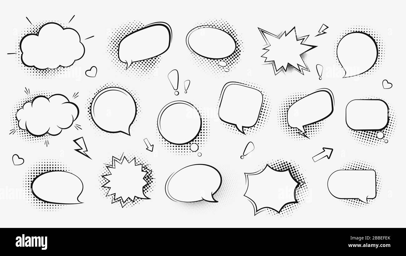 Set of cartoon comic cloud speech bubble and elements vintage pop art  design isolated Stock Vector Image & Art - Alamy