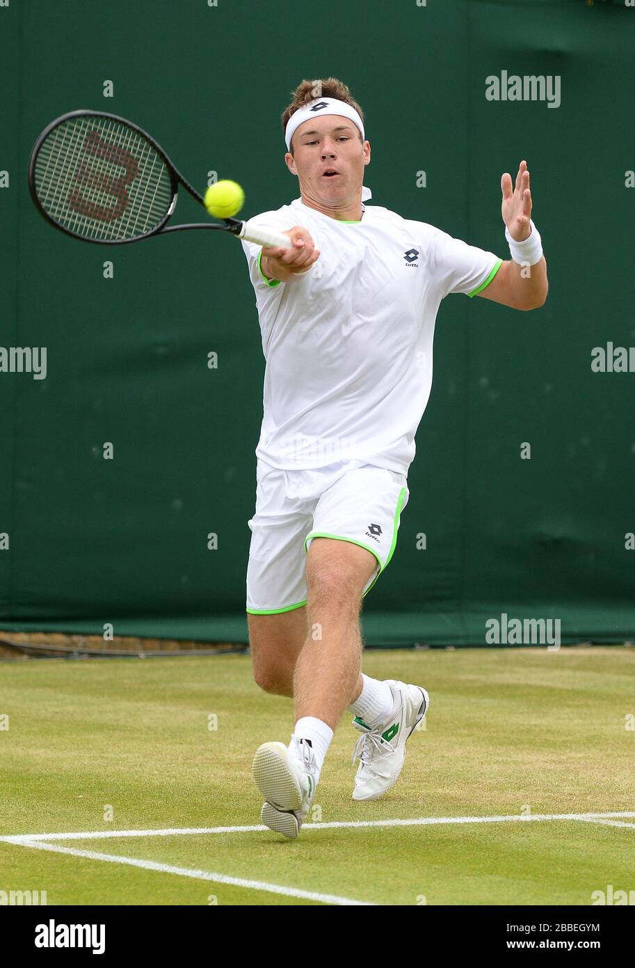 Austria's Lucas Miedler in action against Australia's Nick Kyrgios in their  Boy's Singles match Stock Photo - Alamy