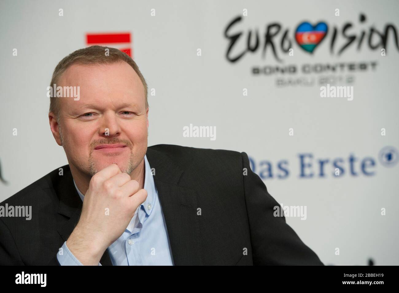 after Out for Eurovision Song Contest: Stefan RAAB puts replacement show on TV. Archive photo: Stefan Raab, TV presenter and jury member, portrait, portrait, single image, cut single motif, press conference, press conference, finale of 'Our star for Baku' for the Eurovision Song Contest 2012 in Baku/Azerbaijan, Das Erste/ARD, recorded in KÌ ln, February 16, 2012. å | usage worldwide Stock Photo