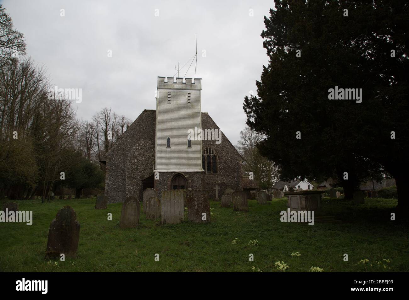 St John the Baptist church and graveyard at Doddington near Sittingbourne in Kent, England Stock Photo