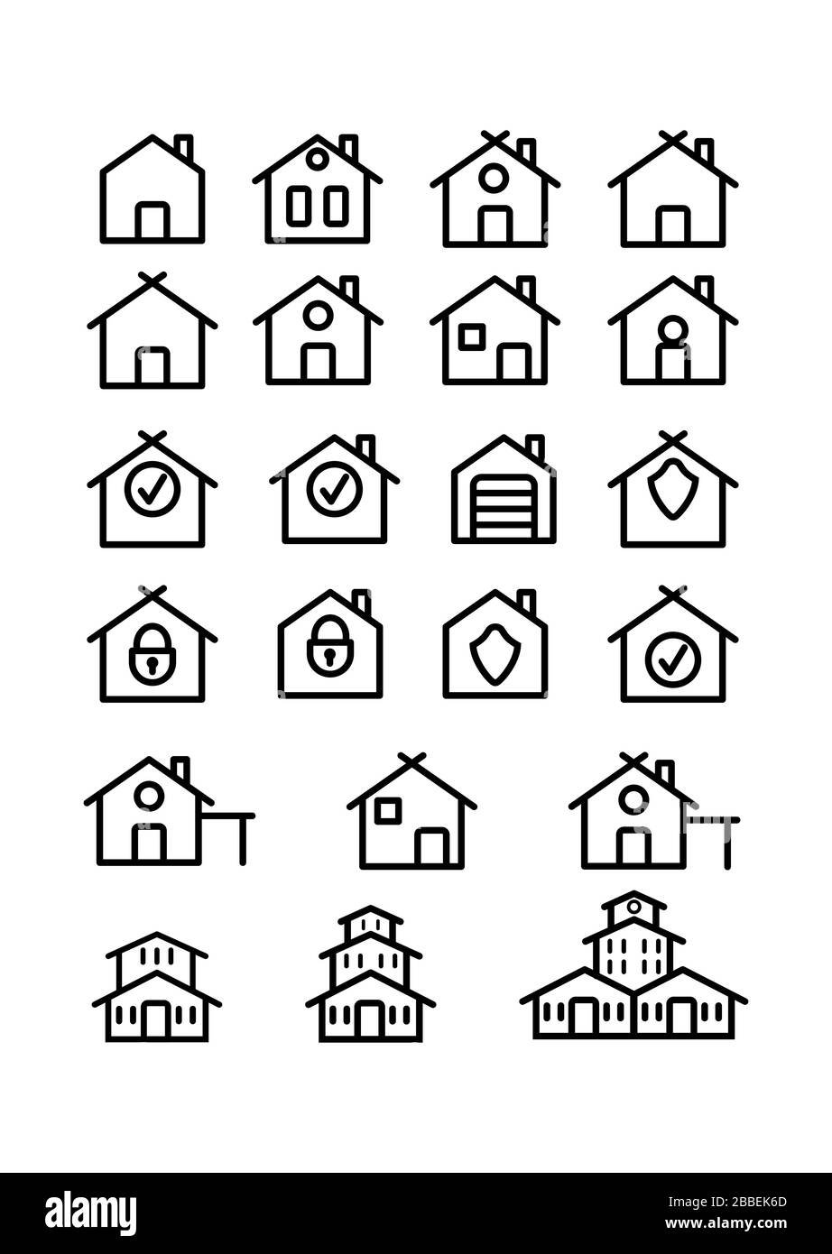 set of linear house icons. An empty polygon isolated on a white background. Simple flat stock illustration. Stock Vector