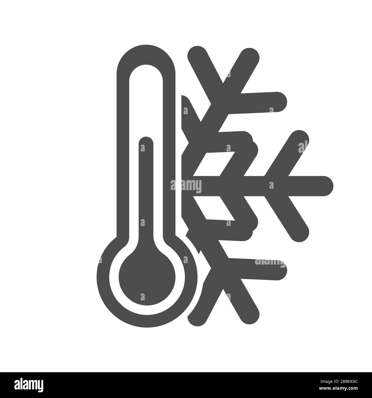 Icon of a thermometer with a snowflake. Cold weather. Simple flat vector stock illustration. Stock Vector