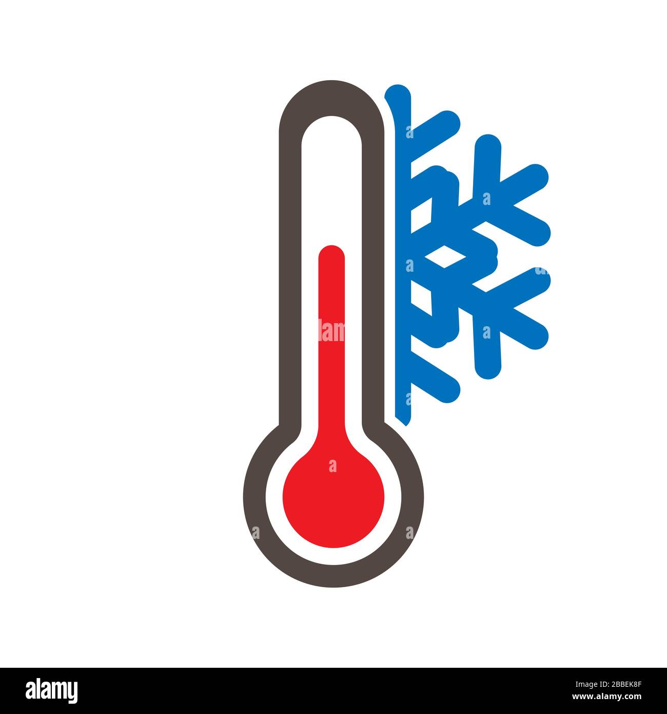 Icon of a thermometer with a snowflake. Cold weather. Simple flat