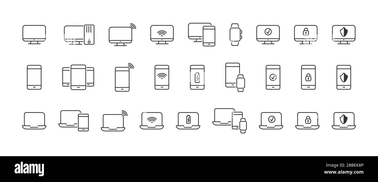 set of linear icons for your computer and mobile device. An empty polygon isolated on a white background. Simple flat stock illustration. Stock Vector